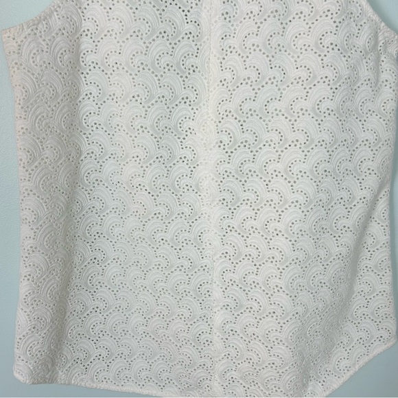 Theory Malyn White Eyelet Sleeveless Top with Back Zipper - Picture 8 of 12